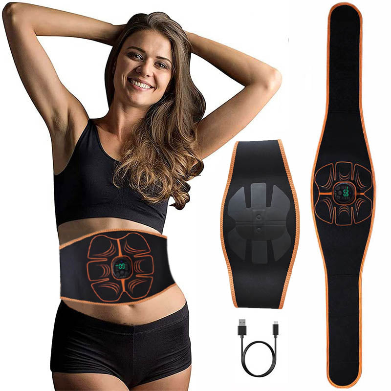 Premium ABS Muscle Stimulator EMS Abdominal Trainer – USB Rechargeable Vibration Fitness Belt for Home Gym, 10 Modes, 30 