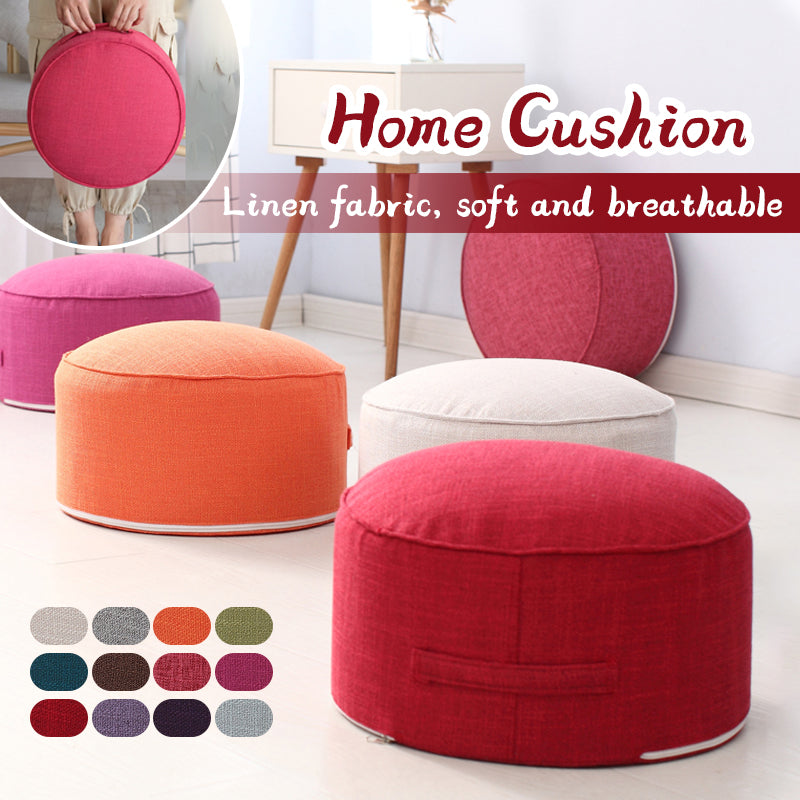 Premium Round High-Strength Sponge Seat Cushion – Comfortable Tatami Meditation & Yoga Pad – Removable Linen Cove
