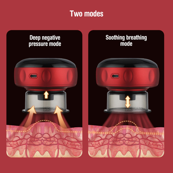 Premium Electric Cupping Therapy Set – Rechargeable Gua Sha Massager, 12-Level Vacuum Suction, Fat Burning & Slimming, Red 