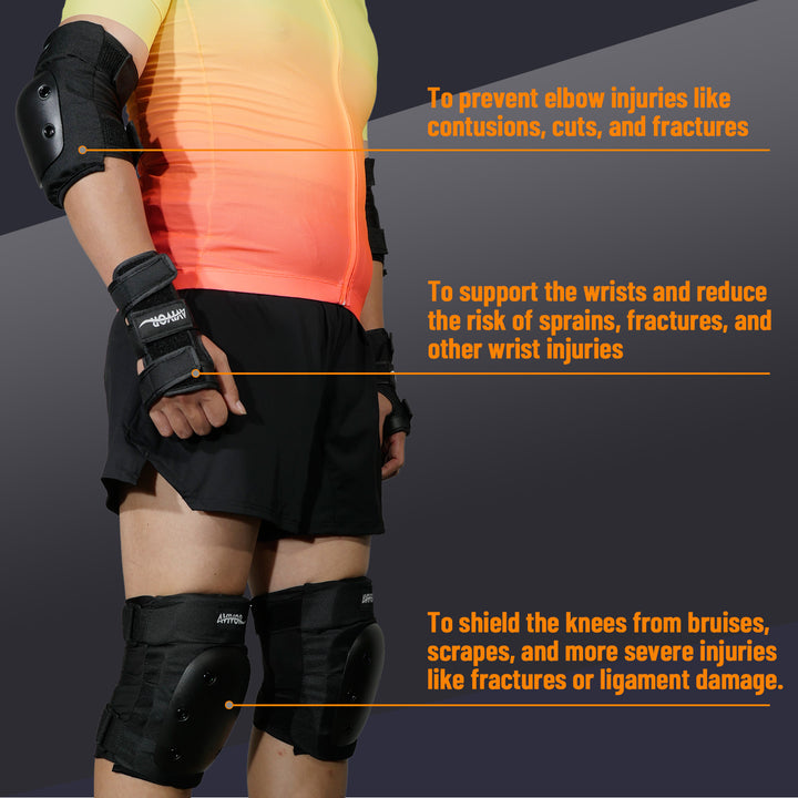 Premium Protective Gear Set for Kids & Adults – Elbow, Knee, Wrist Pads for Skateboarding, Roller Skating, BMX, Cycling, & 