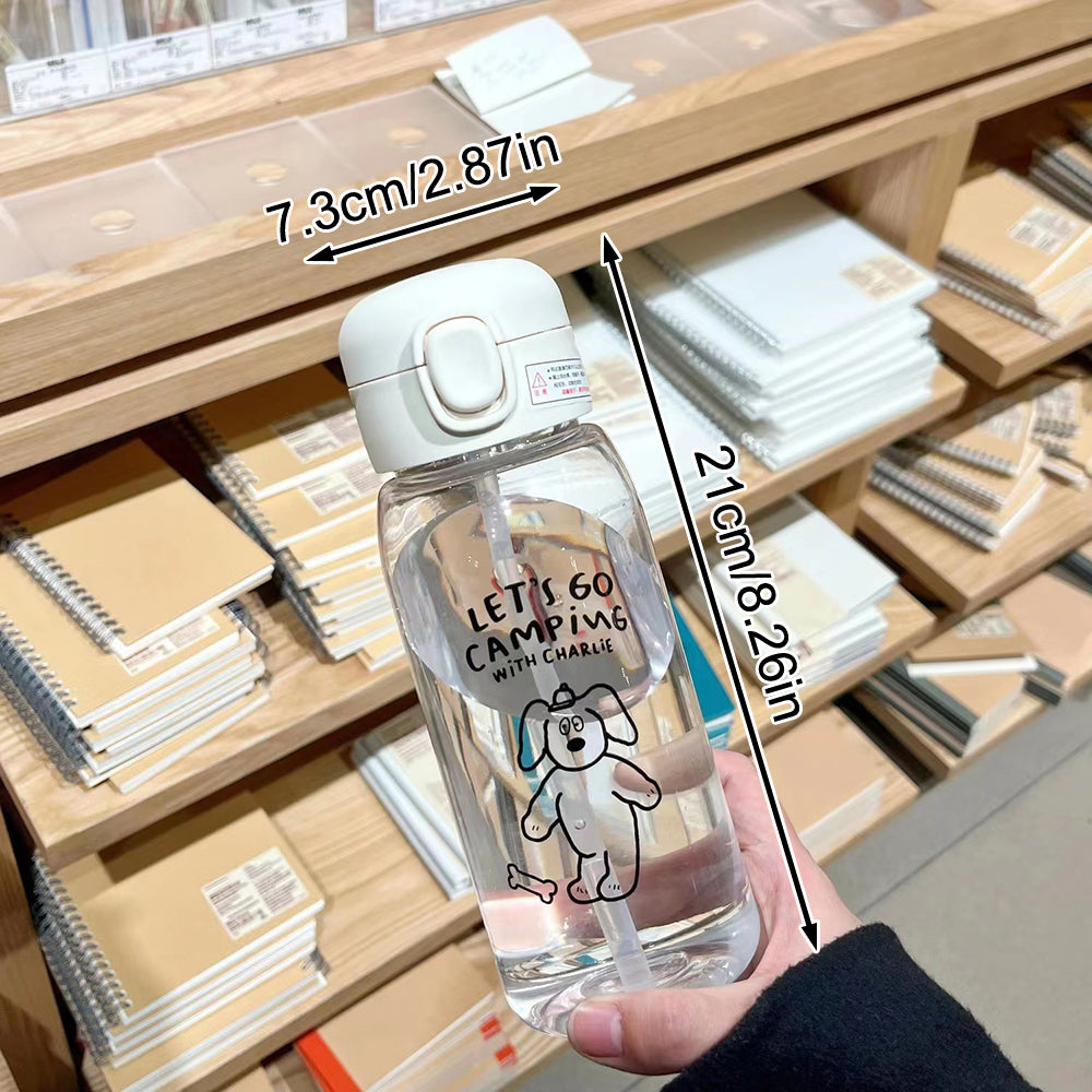 Premium 600ml Eco-Friendly Water Bottle with Straw - Large Capacity, Drop-Resistant, Portable PC Plastic Cup for Home, 