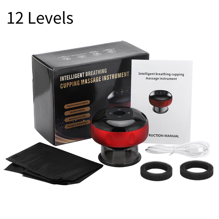 Premium Electric Cupping Therapy Set – Rechargeable Gua Sha Massager, 12-Level Vacuum Suction, Fat Burning & Slimming, Red 