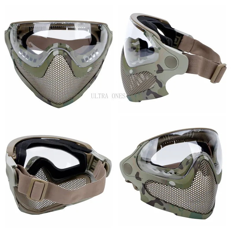Premium Tactical FAST Helmet Half Face Mask with Flip Goggles – Hunting, Airsoft, Paintball Mask, Helmet Accessories for 
